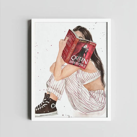 Queen of Shadows book art print | hair options