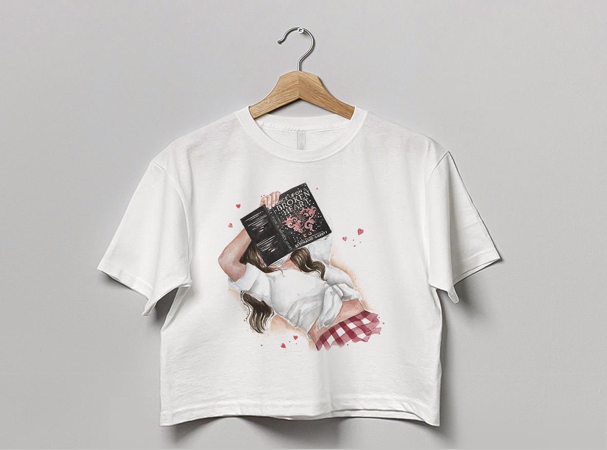 Once Upon a Broken Heart book crop top (black cover) | hair and skin options