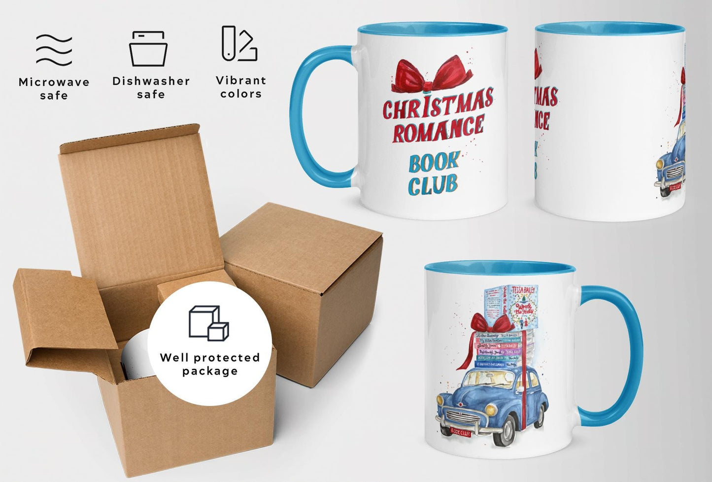 Tessa Bailey books collection ceramic mug | Wreck the Halls book ceramic mug