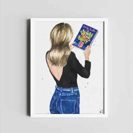 A Novel Love Story book art print | hair & skin options